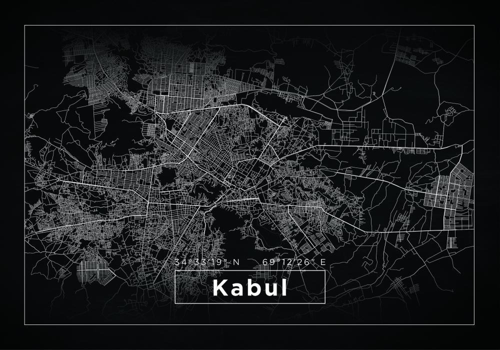 Mapa - Kabul - Negro Póster