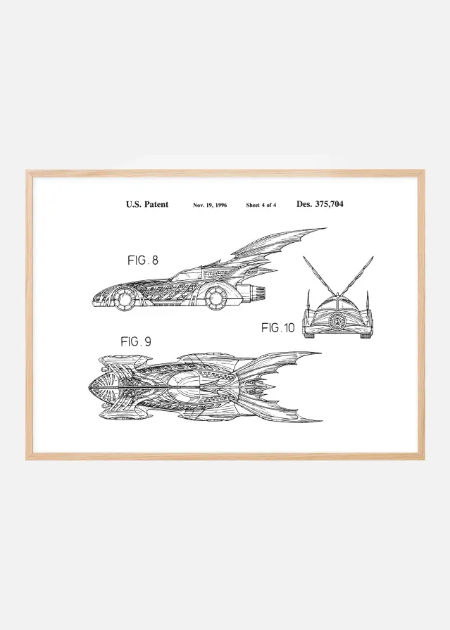 Dibujo de patente - Batman - Batmobile 1996 IIII Póster