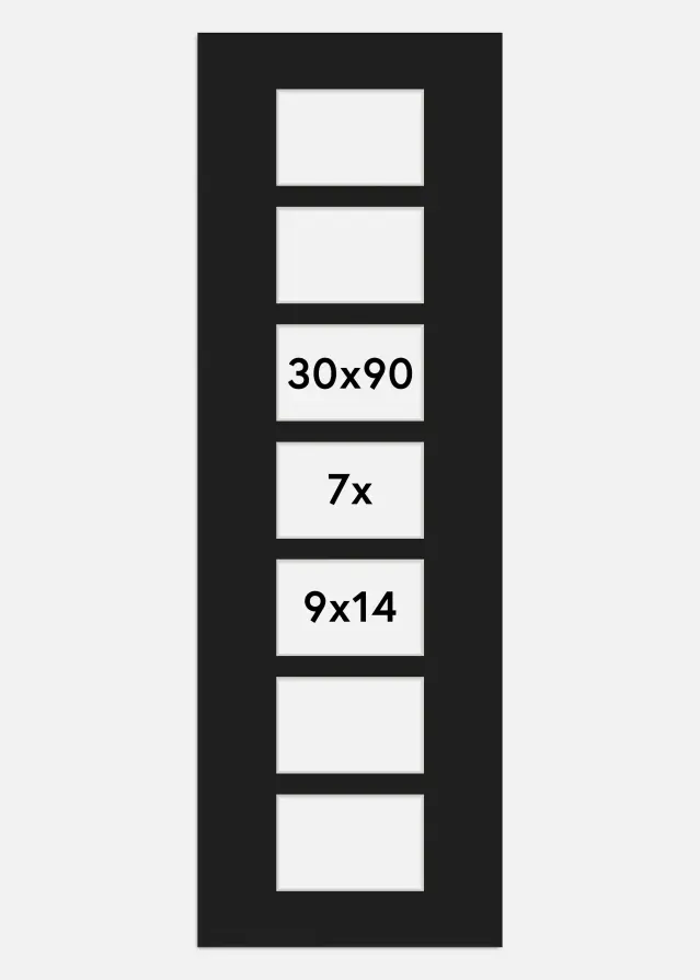 Paspartú Negro 30x90 cm - Collage 7 Fotos (9x14 cm)