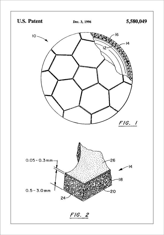 Patent Print - Football - White Póster