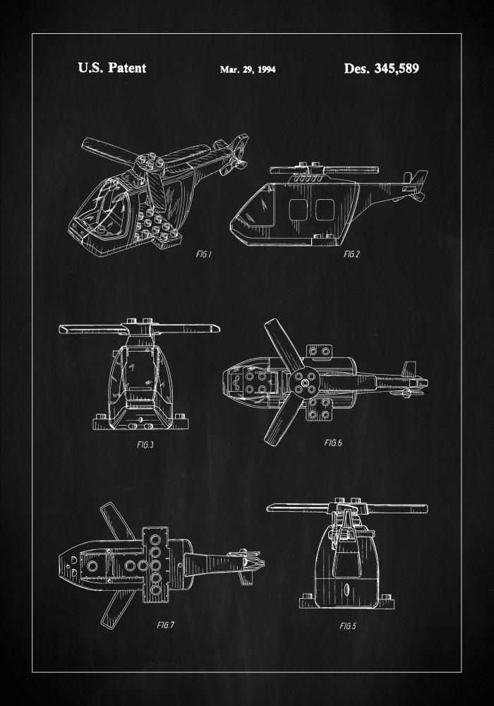 Patent Print - Lego Helicopter - Black Póster