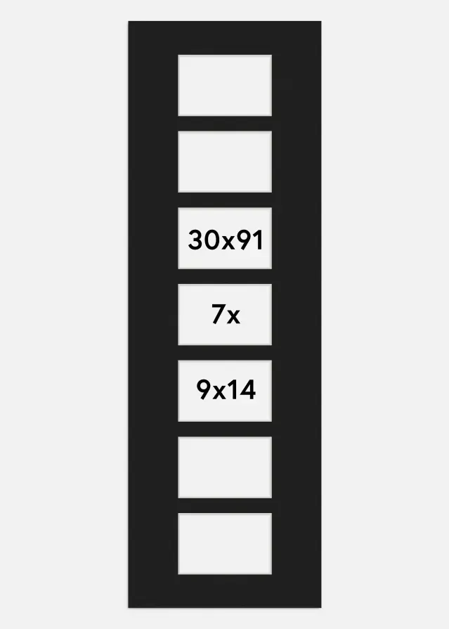 Paspartú Negro 30x91 cm - Collage 7 Fotos (9x14 cm)