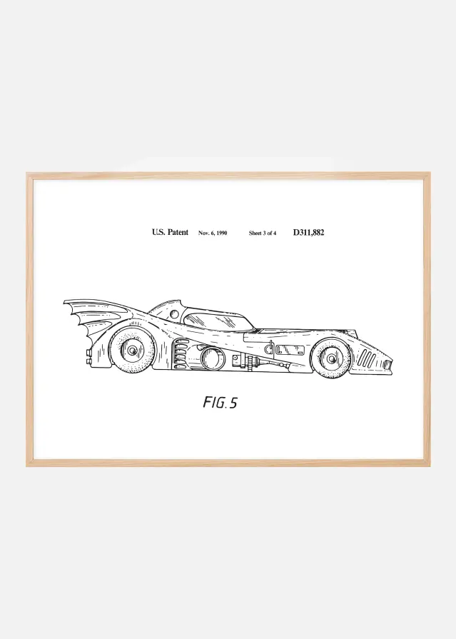 Dibujo de patente - Batman - Batmobile 1990 III Póster