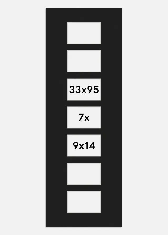 Paspartú Negro 33x95 cm - Collage 7 Fotos (9x14 cm)