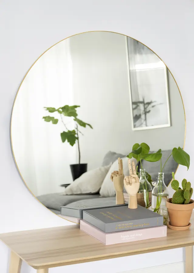 KAILA Round Mirror - Thin Brass 100 cm Ø