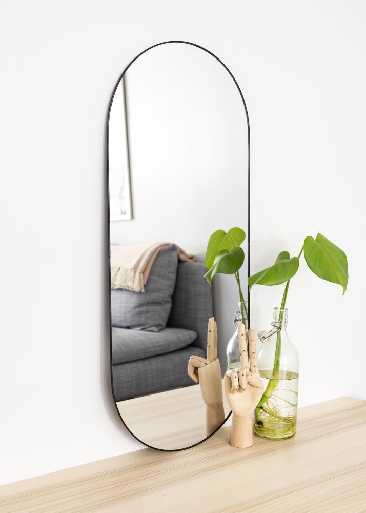 Oval Mirror Jersey- Thin Black 35x80 cm