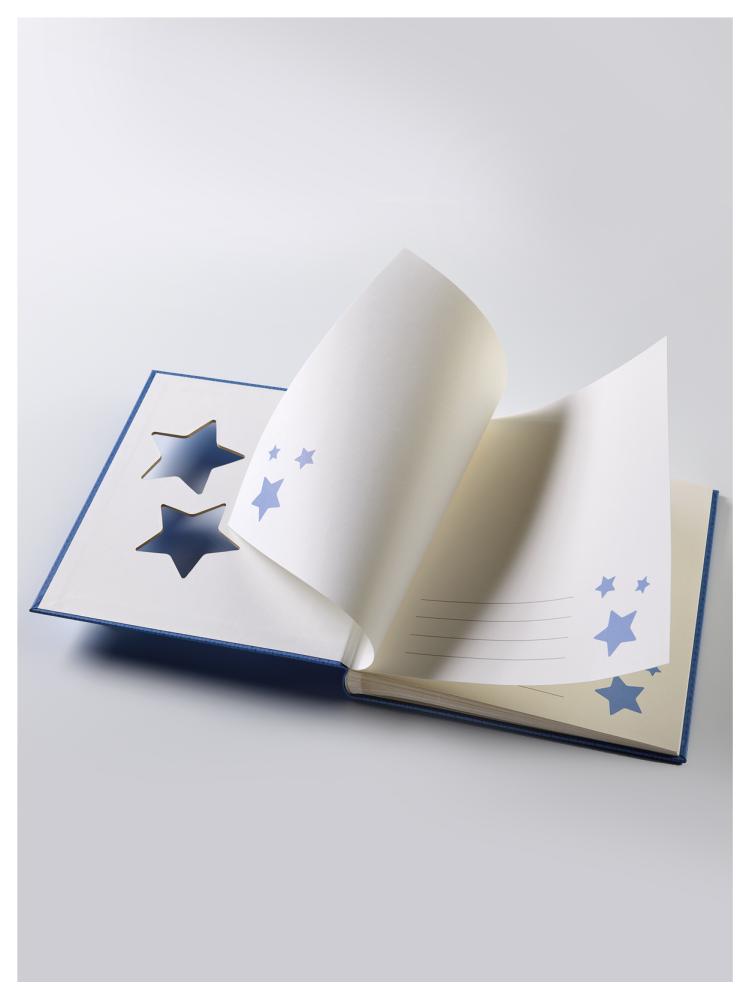 Estrella Álbum para bebés Azul - 28x30,5 cm (50 Páginas blancas / 25 hojas)