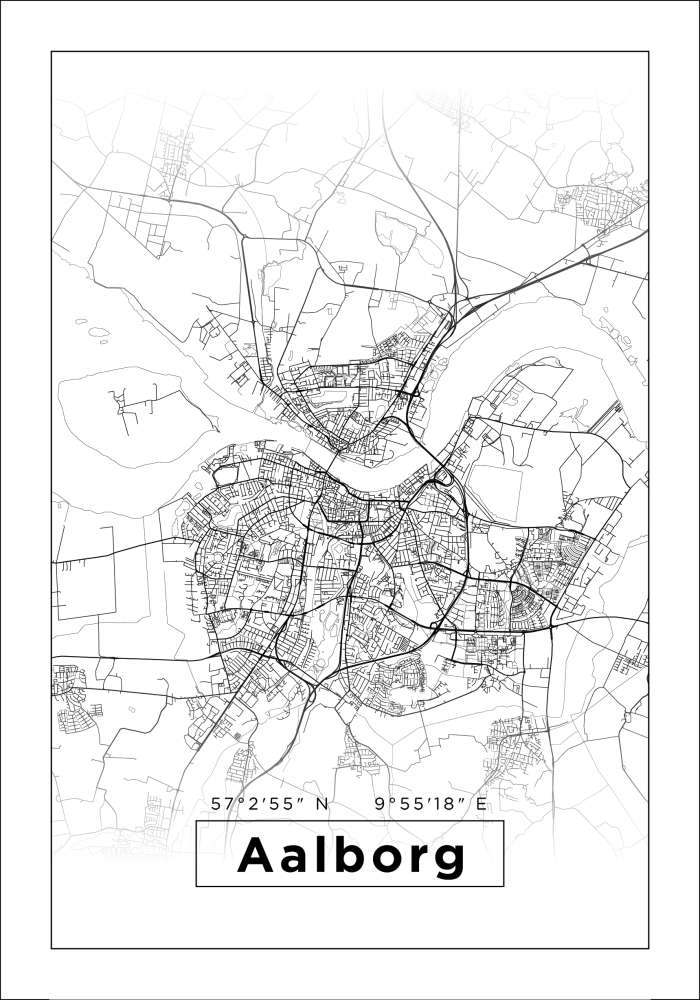 Mapa - Aalborg - Cartel Blanco