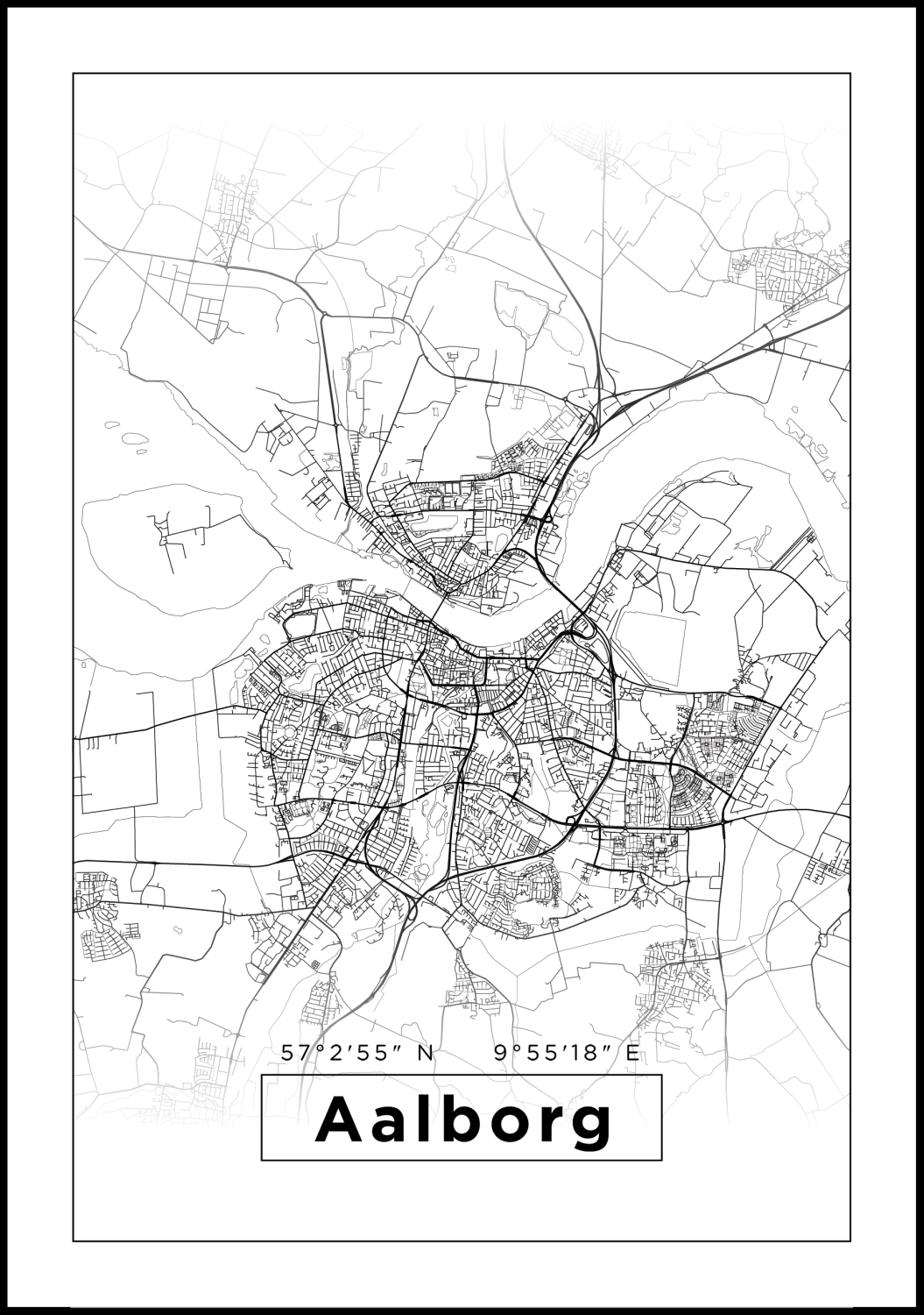 Product Image for Mapa - Aalborg - Cartel Blanco (70x100 cm)