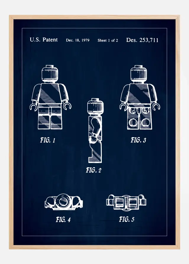 Dibujo de patente - Lego I - Azul Póster