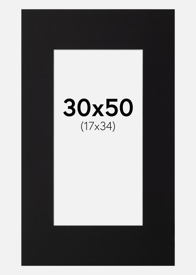 Paspartú Negro Estándar (Borde interior blanco) 30x50 cm (17x34)