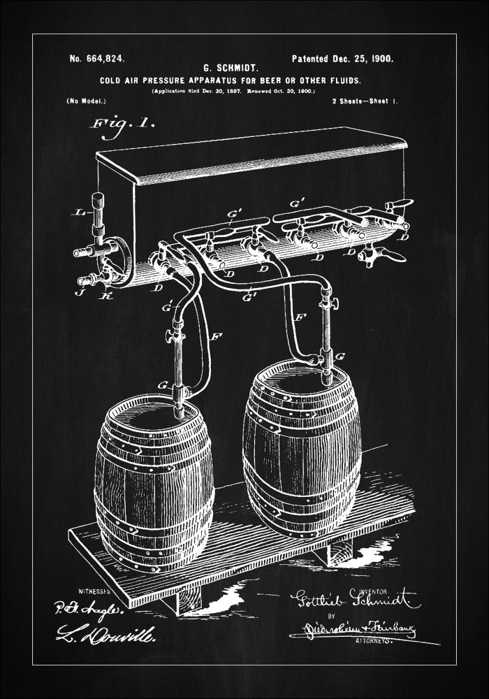 Patent Print - Beer Kegs - Black Póster