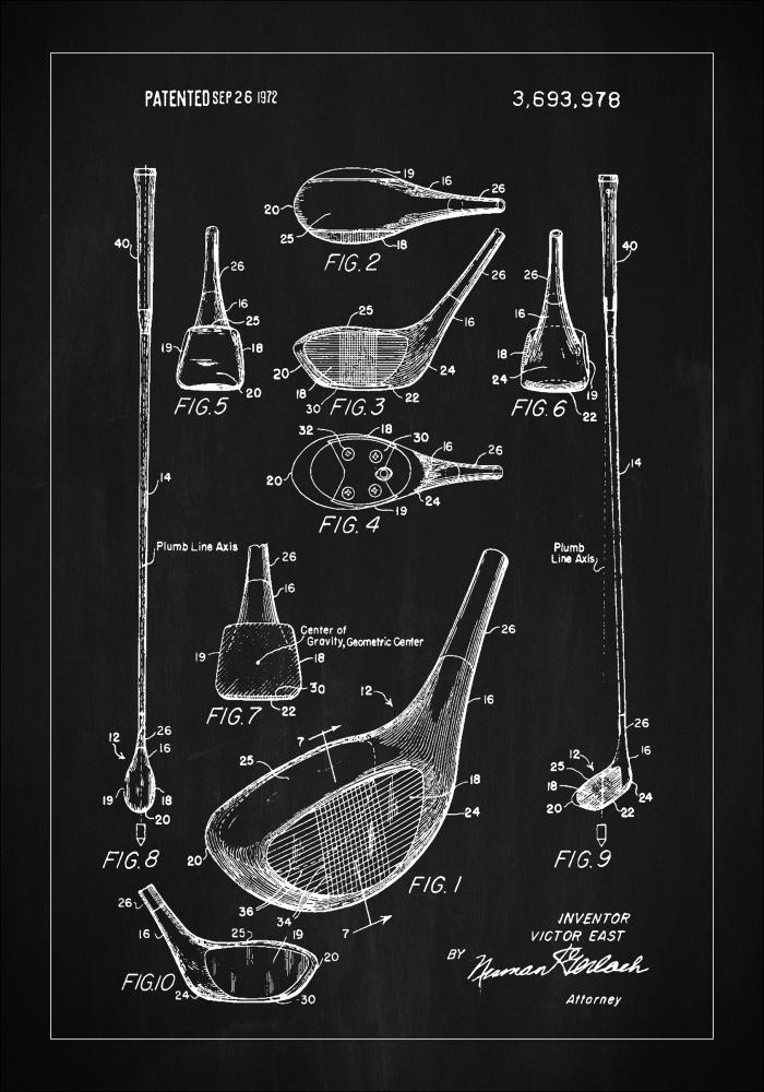 Patent Print - Golf Club - Black Póster