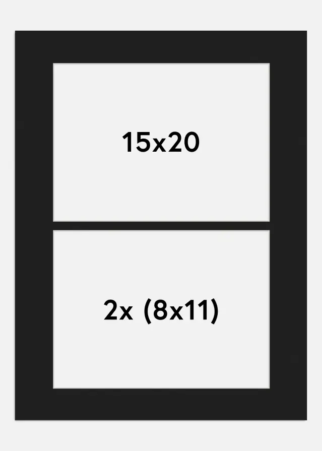 Paspartú Negro 15x20 cm - Collage 2 Fotos (8x11 cm)