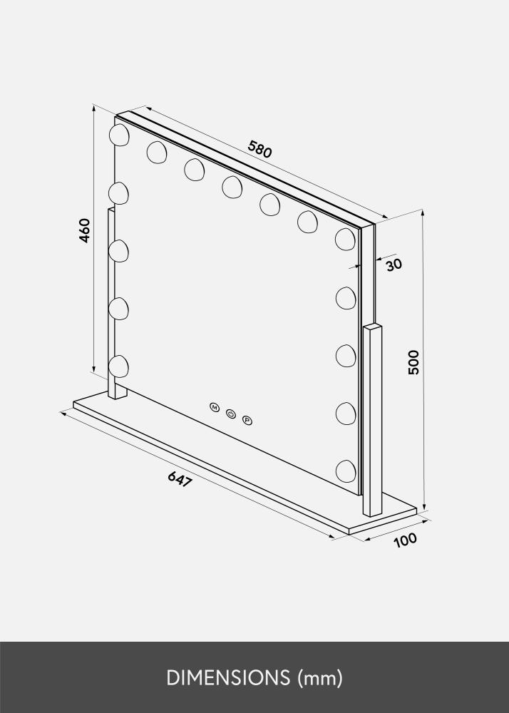 KAILA Espejo tocador Soft Corner LED Plateado 65x50 cm