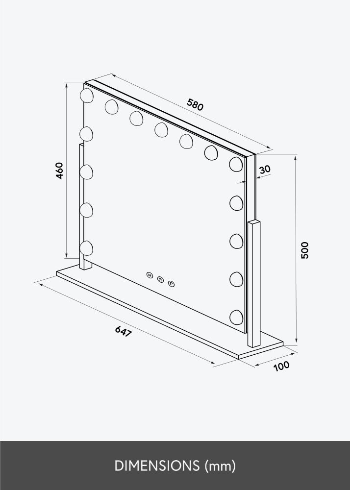 KAILA Espejo tocador Soft Corner LED Negro 60x52 cm