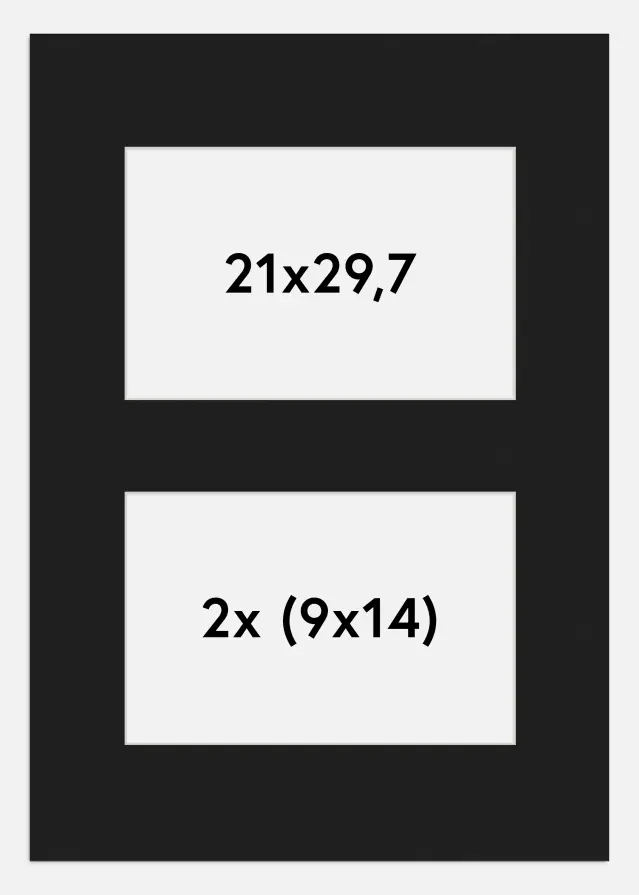 Paspartú Negro 21x29,7 cm - Collage 2 Fotos (9x14 cm)