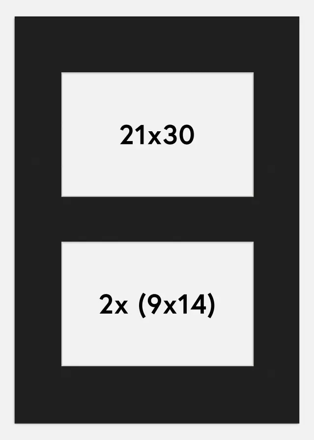 Paspartú Negro 21x30 cm - Collage 2 Fotos (9x14 cm)