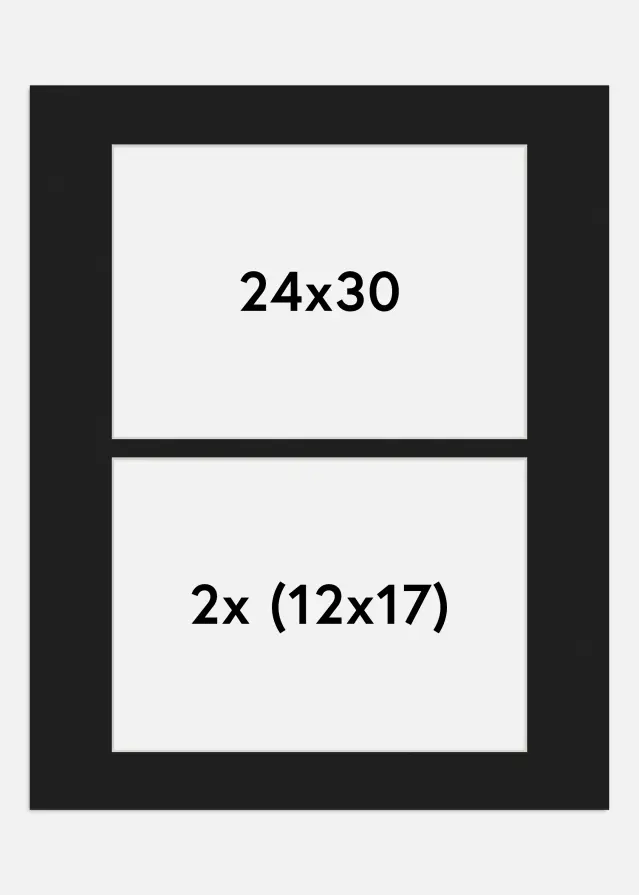 Paspartú Negro 24x30 cm - Collage 2 Fotos (12x17 cm)