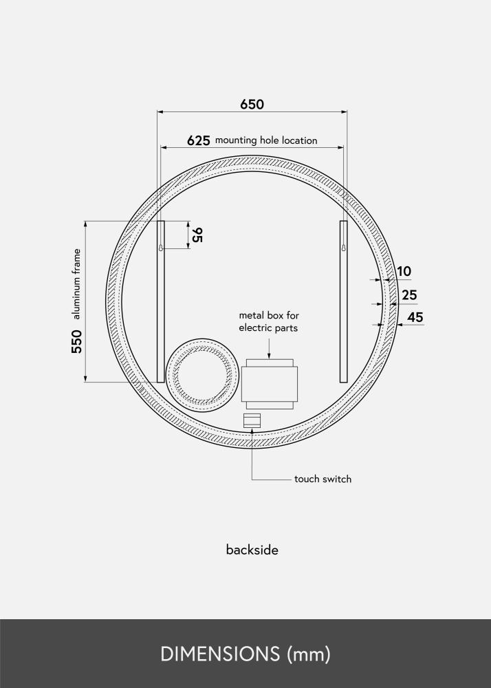 KAILA Espejo Circular Magnifying LED 100 cm Ø