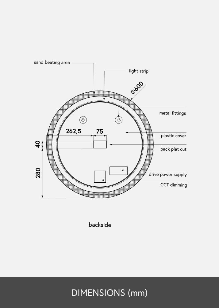 KAILA Espejo Circular LED 60 cm Ø