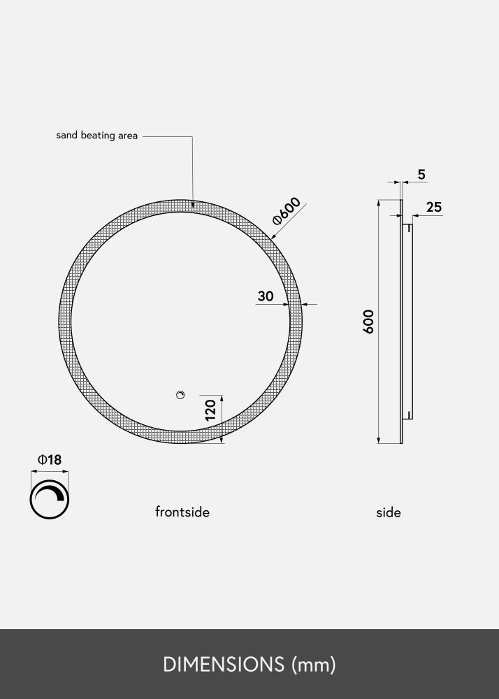 KAILA Espejo Circular LED 60 cm Ø