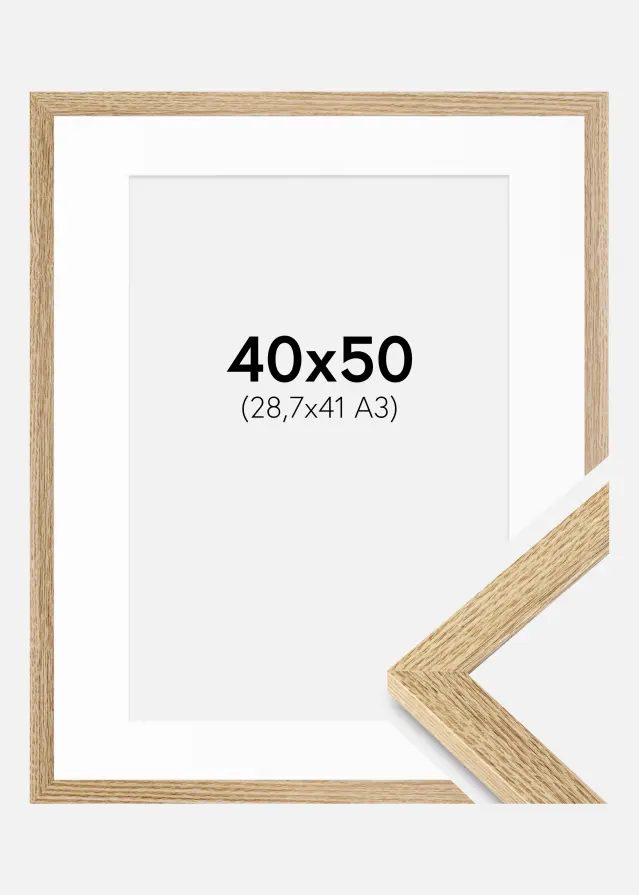 Marco Selection Roble 40x50 cm - Paspartú Blanco 29,7x42 cm (A3)