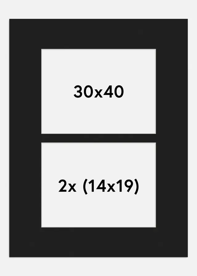 Paspartú Negro 30x40 cm - Collage 2 Fotos (14x19 cm)