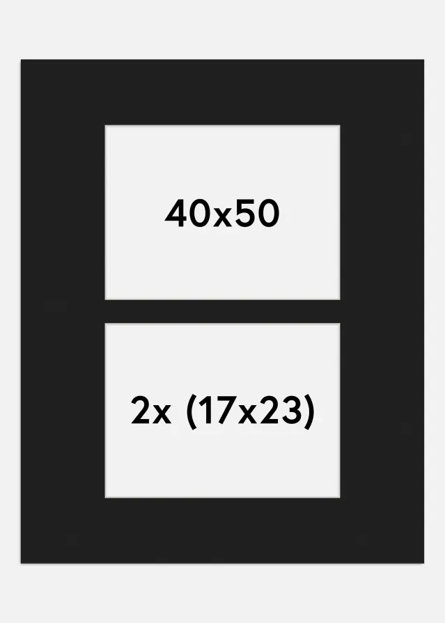 Paspartú Negro 40x50 cm - Collage 2 Fotos (17x23 cm)