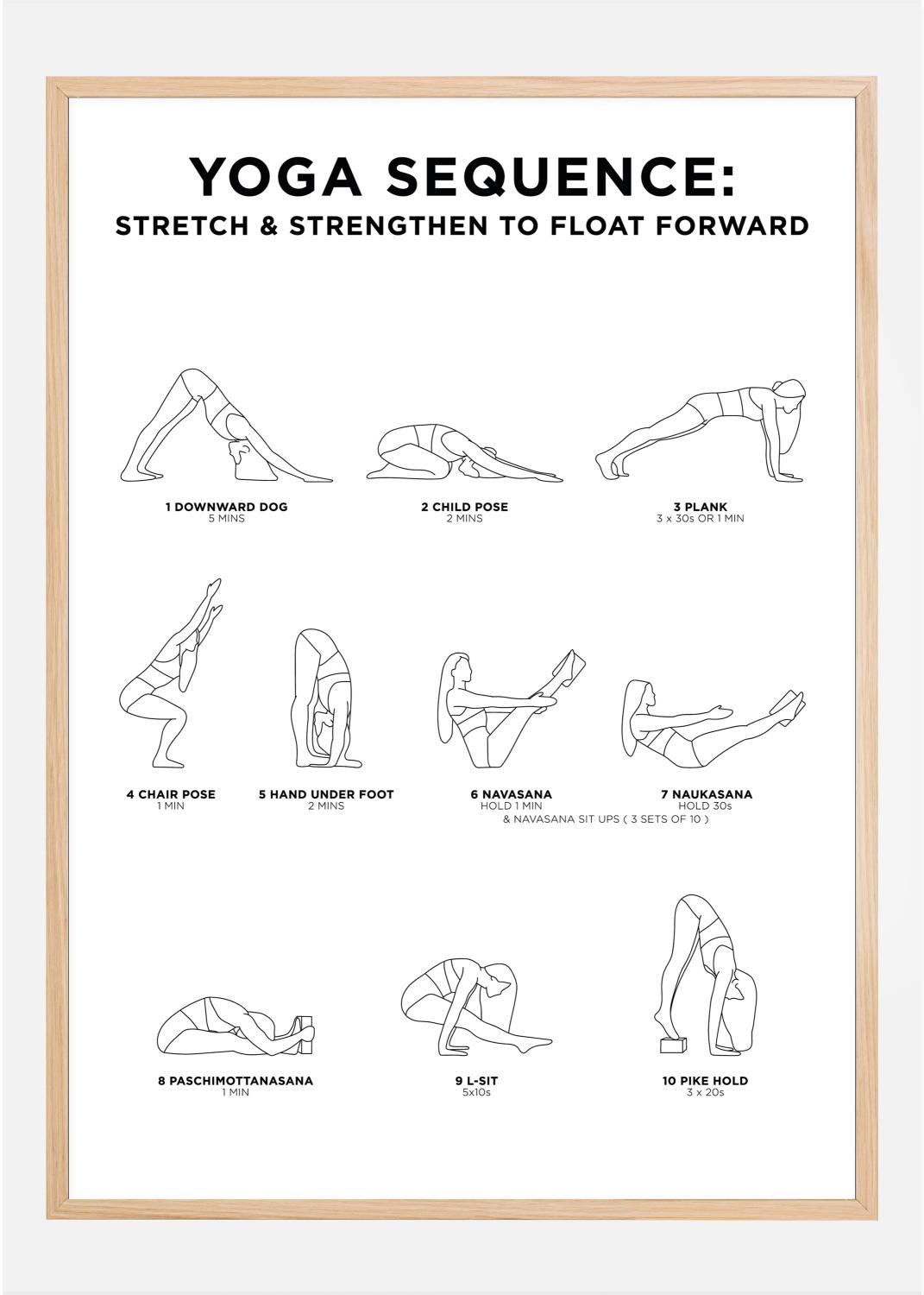 Product Image for Yoga Sequence - Stretch &amp; Strengthen To Float Forward - White Póster (21x29.7 cm (A4))