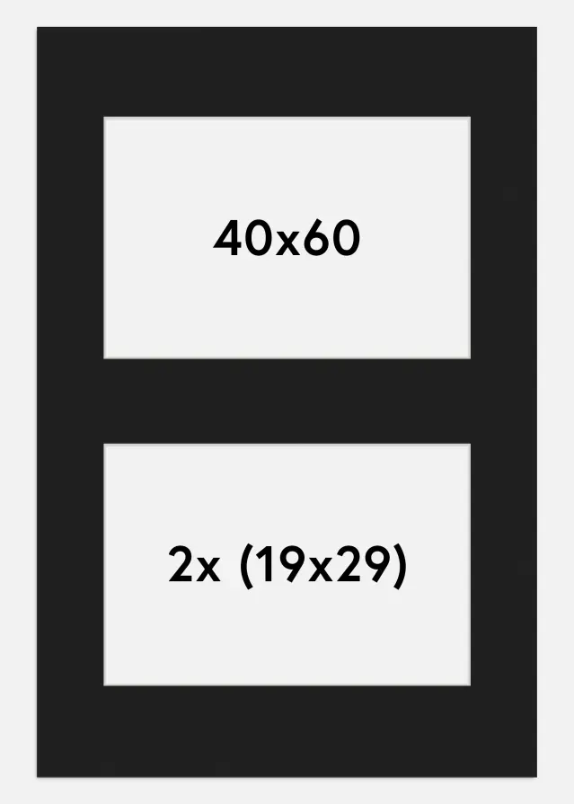 Paspartú Negro 40x60 cm - Collage 2 Fotos (19x29 cm)