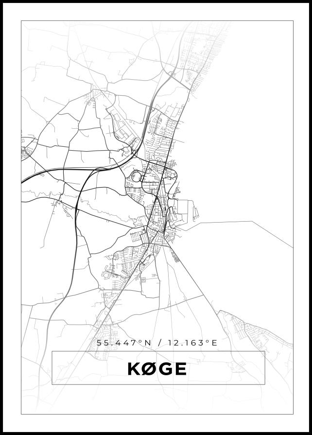 Mapa - Køge - Cartel blanco