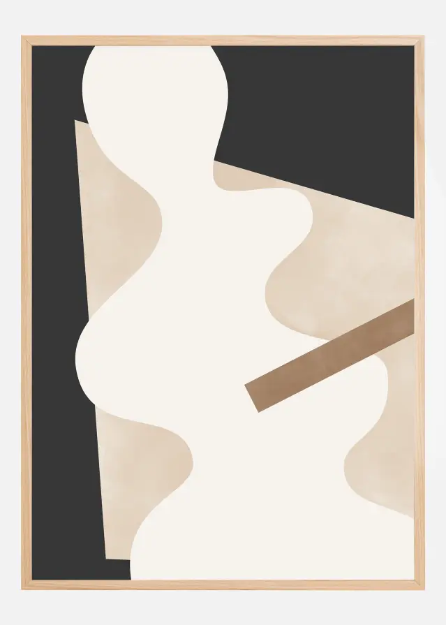 Beige Graphic Curves Art Póster