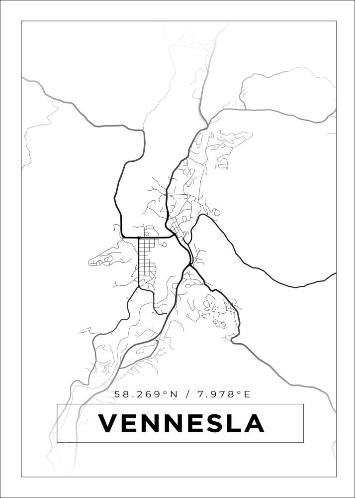 Mapa - Vennesla - Cartel blanco