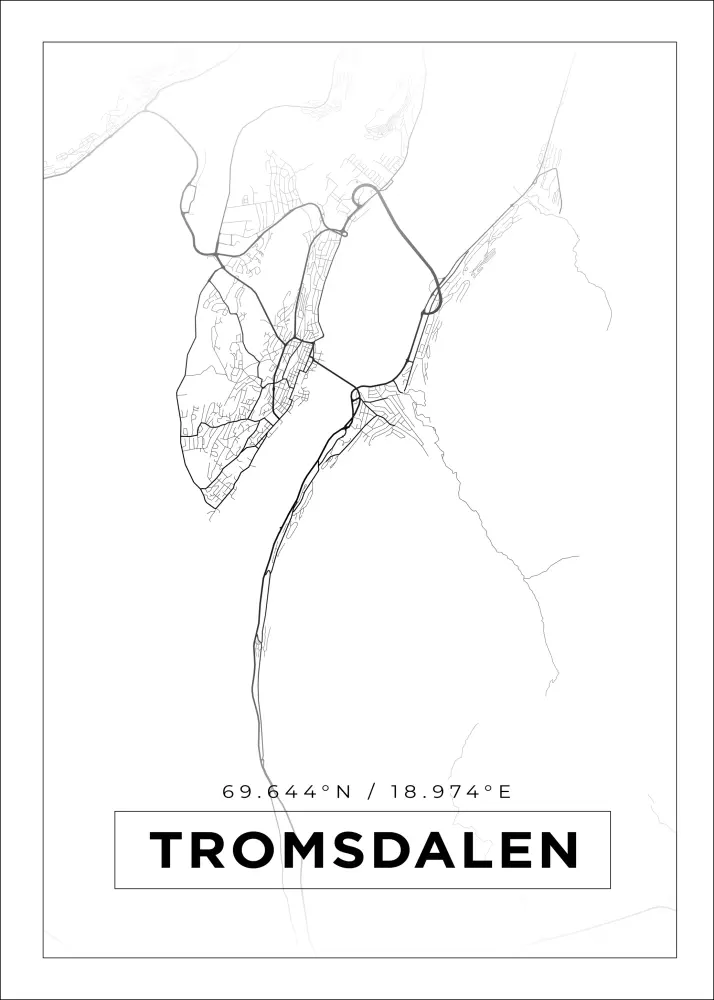 Mapa - Tromsdalen - Cartel blanco