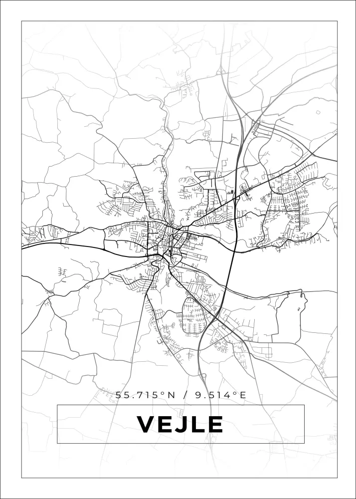 Mapa - Vejle - Cartel Blanco
