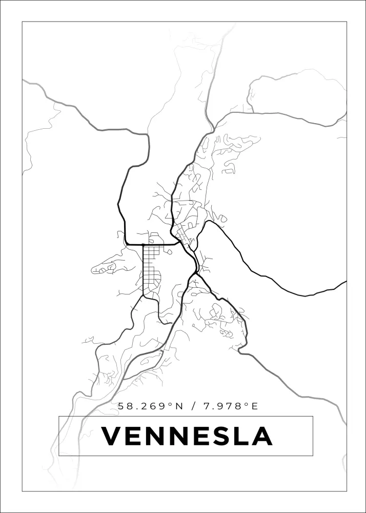 Mapa - Vennesla - Cartel blanco