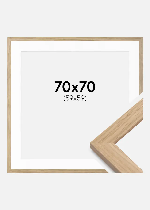 Marco Oak Wood 70x70 cm - Paspartú Blanco 60x60 cm