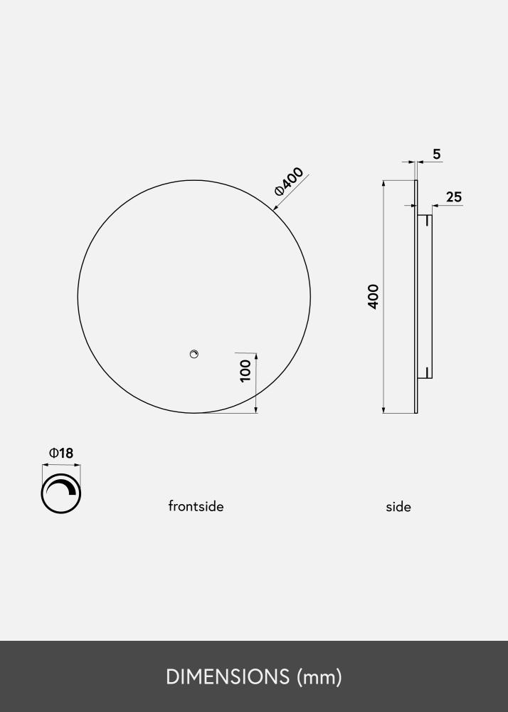 KAILA Espejo LED 40 cm Ø