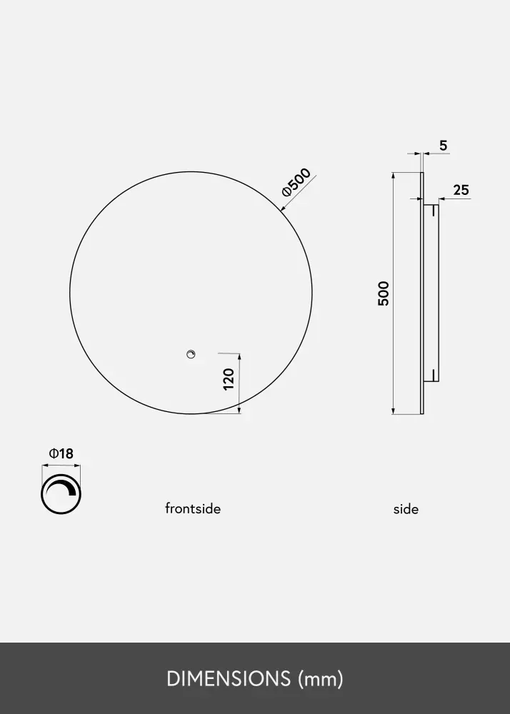 KAILA Espejo LED 50 cm Ø