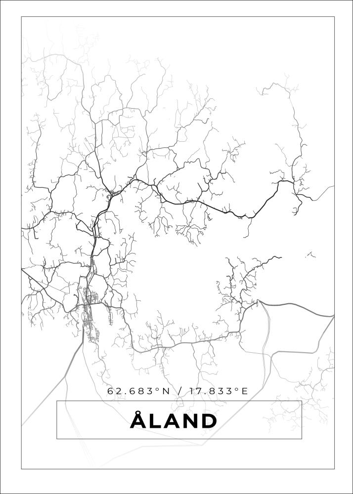 Mapa - Åland - Blanco Póster