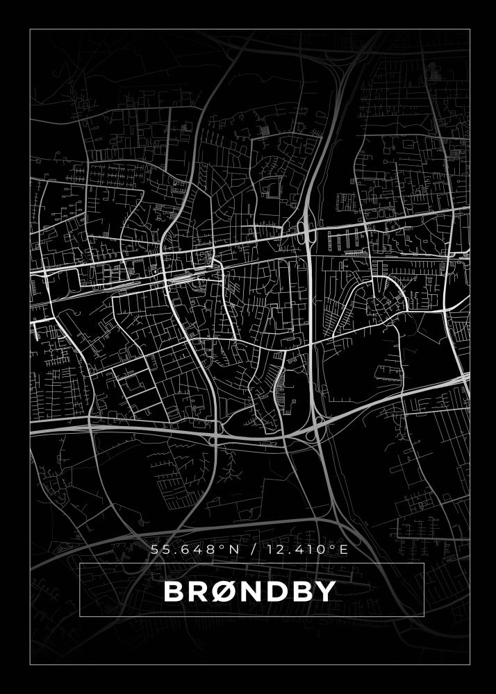 Mapa - Brøndby - Cartel negro