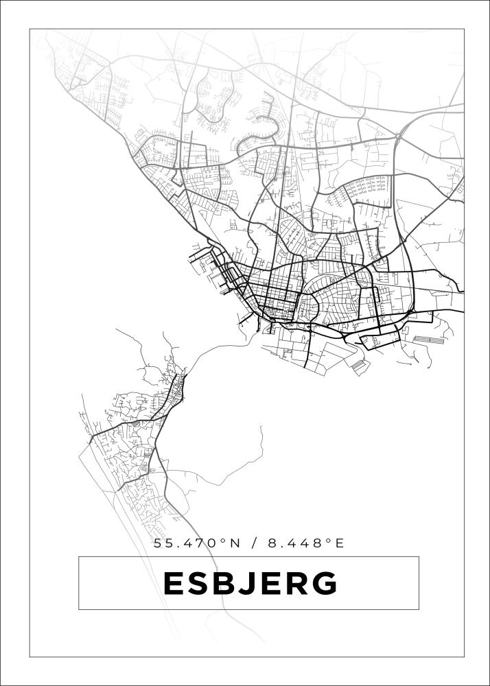 Mapa - Esbjerg - Cartel blanco