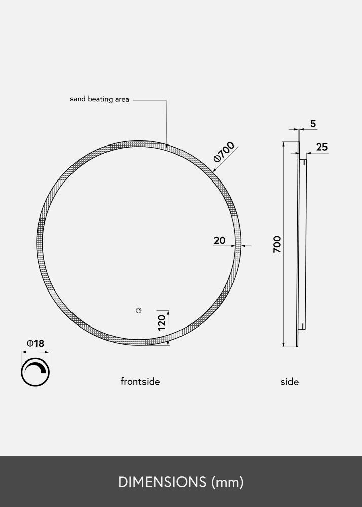 KAILA Espejo Frost LED 70 cm Ø