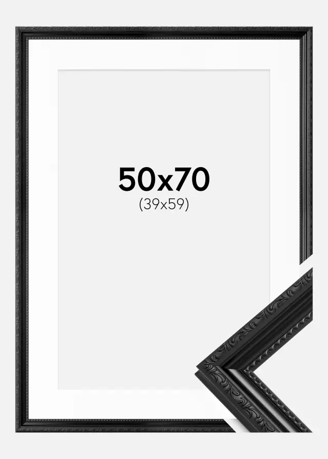 Marco Abisko Negro 50x70 cm - Paspartú Blanco 40x60 cm