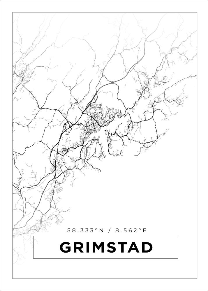 Mapa - Grimstad - Cartel Blanco