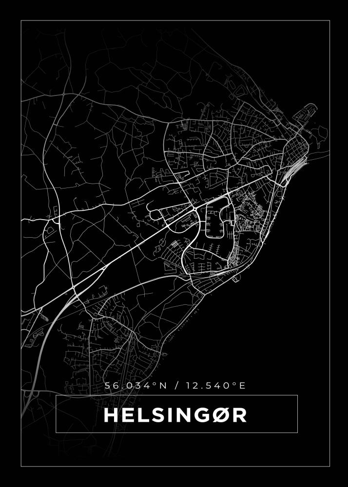 Mapa - Helsingør - Cartel negro