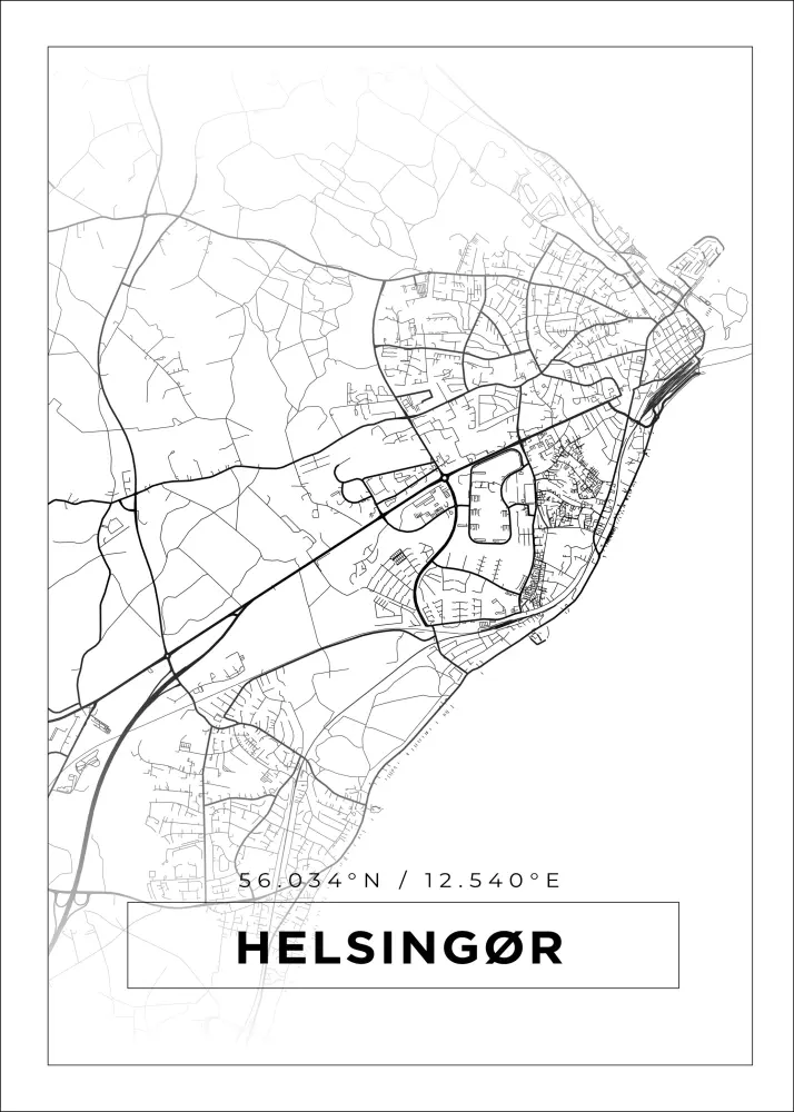 Mapa - Helsingør - Cartel blanco