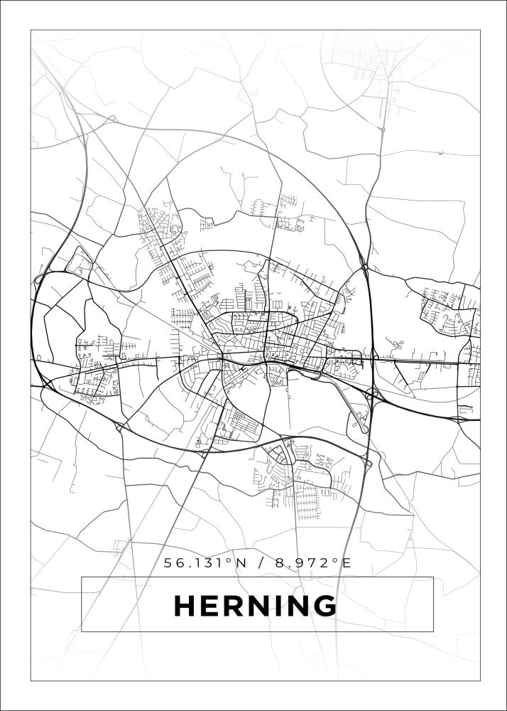 Mapa - Herning - Cartel blanco