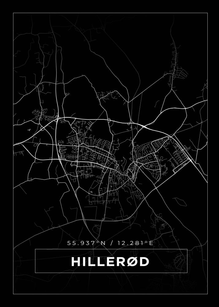 Mapa - Hillerød - Cartel negro